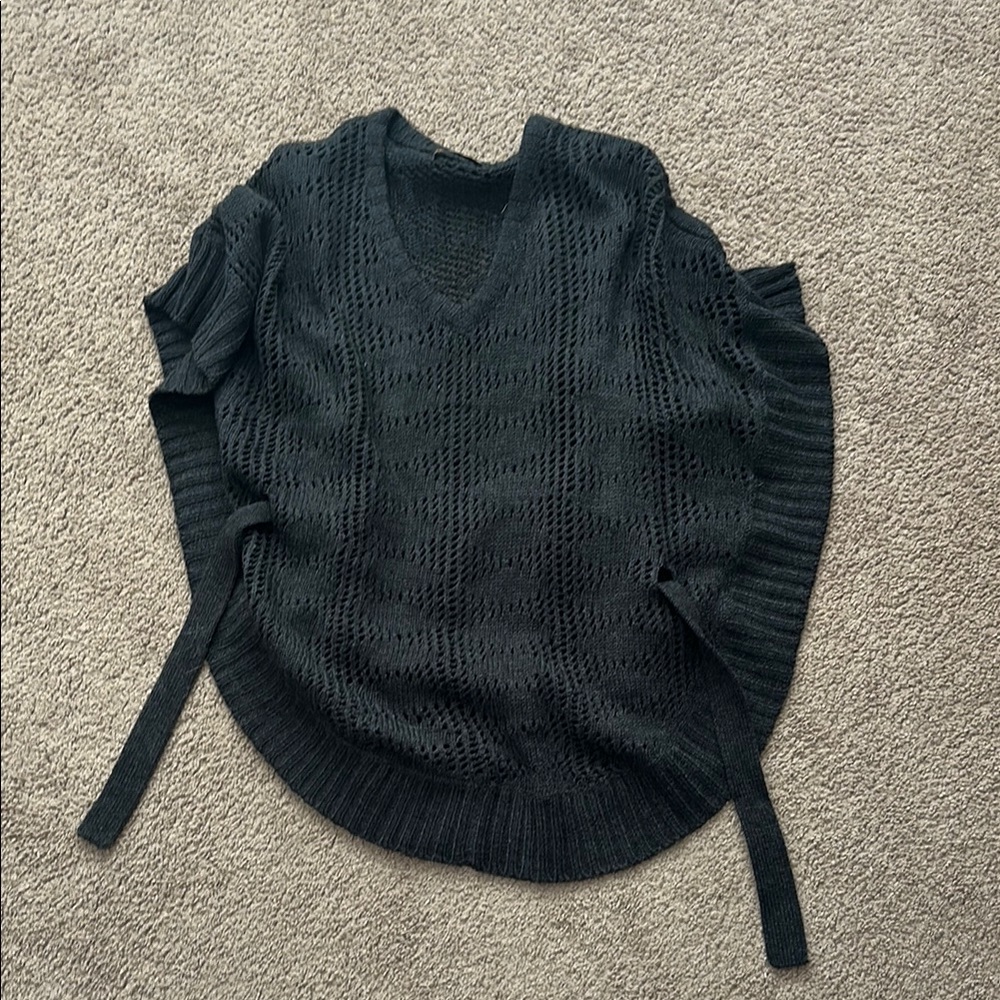 Dark Gray Knit Sweater poncho